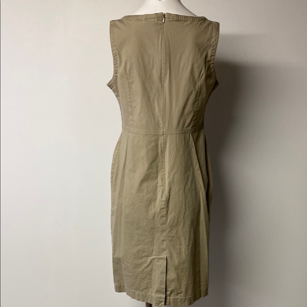 GAP Tan Sleeveless Sheath Dress V-Neck Midi - Picture 4 of 9